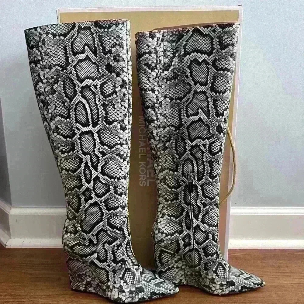 Michael Kors Snake skin knee high boots - Picture 2 of 5